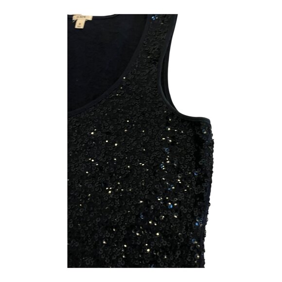 J Crew Dark Blue Sequin Tank Top Size Small Scoop Neck Sleeveless Party Blouse - Picture 4 of 6